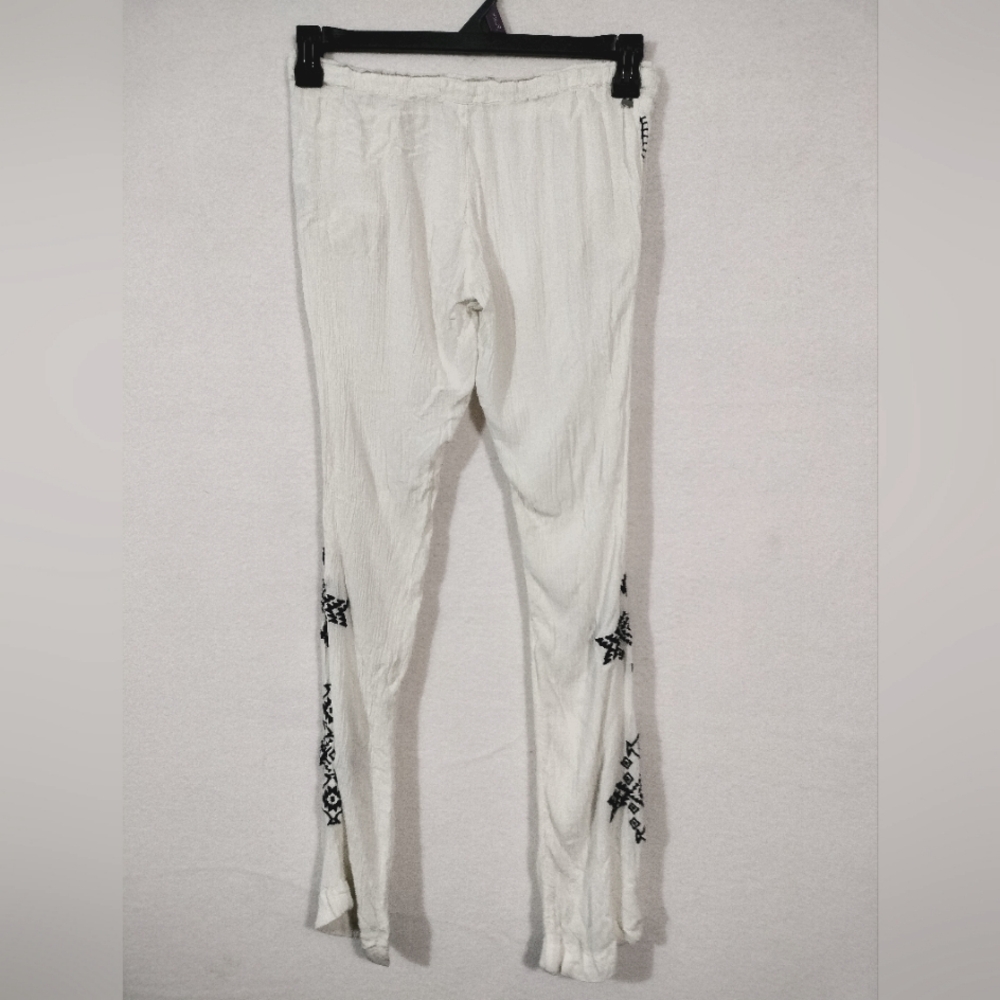 White Pants with Black Embroidery